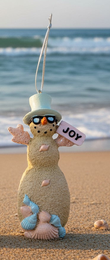 Resin Coastal Christmas Sand Snowman Ornament