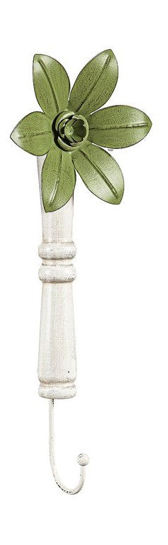 Metal and wood flower wall hook