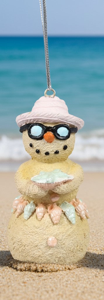 Resin Coastal Christmas Sand Snowman Ornament