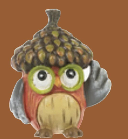 Little Wise Acorn Hat Owl Token Charm