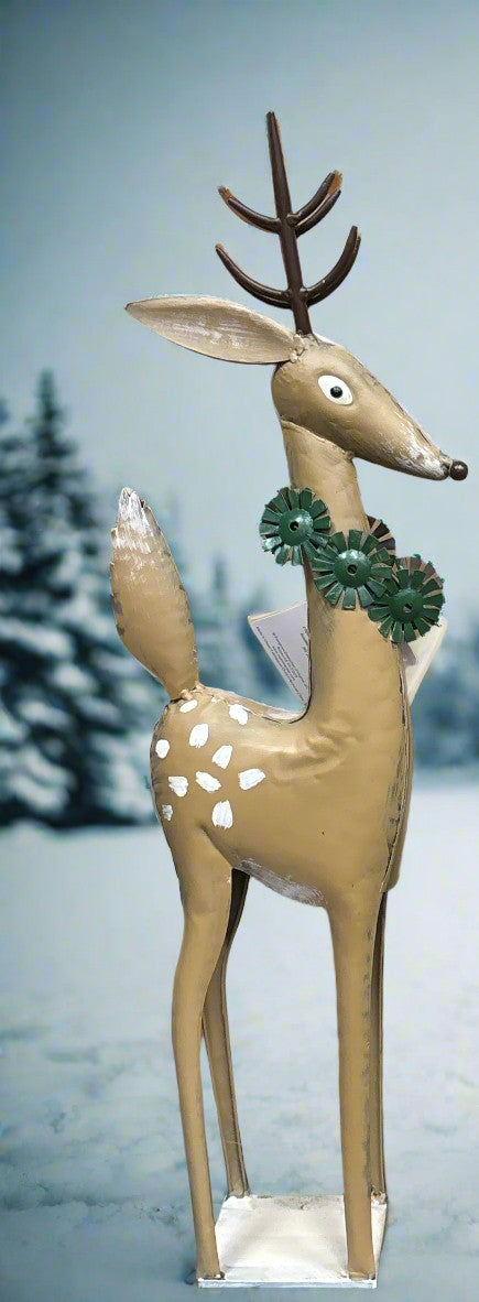 Metal Spotted Reindeer Statuary