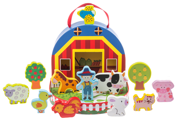 Wooden Farm Playset in Case (12 pc. set)