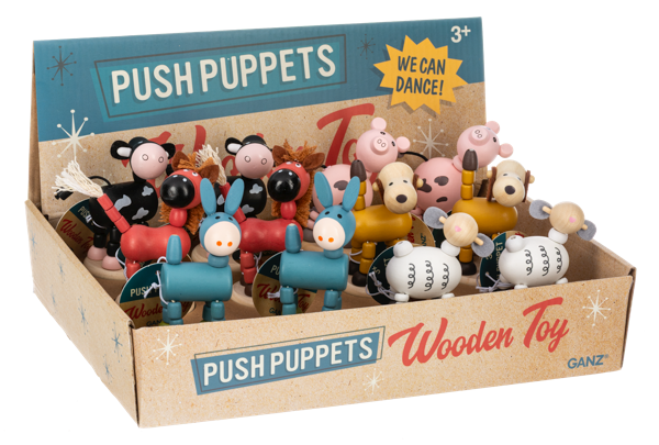 Wooden Farm Push Puppets