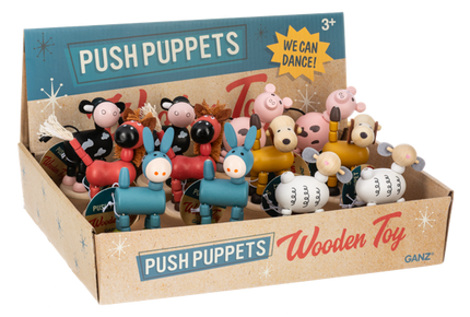 Wooden Farm Push Puppets
