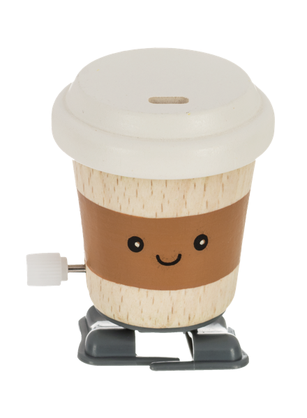 Wooden wind up walking cups