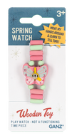 Wooden spring play watch for kids 3+