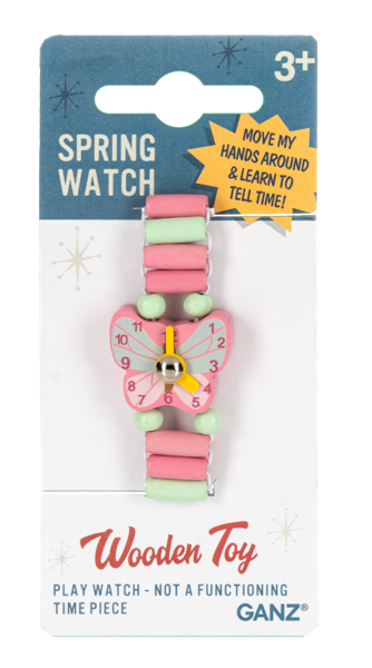 Wooden spring play watch for kids 3+
