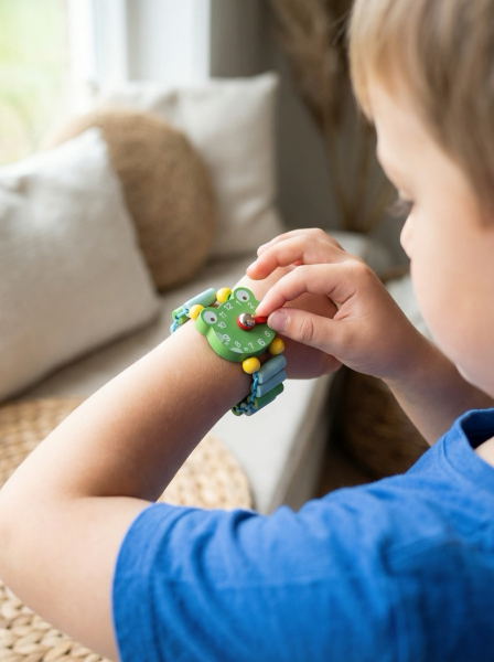 Wooden spring play watch for kids 3+