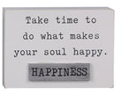 Wooded tabletop with inspirational sayings