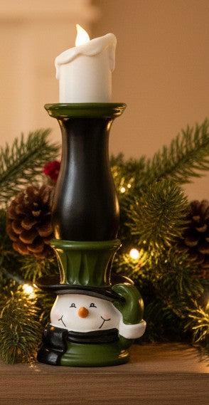 Resin Snowman LED Pillar Candle