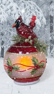 Glass Cardinal and Poinsettia ornament