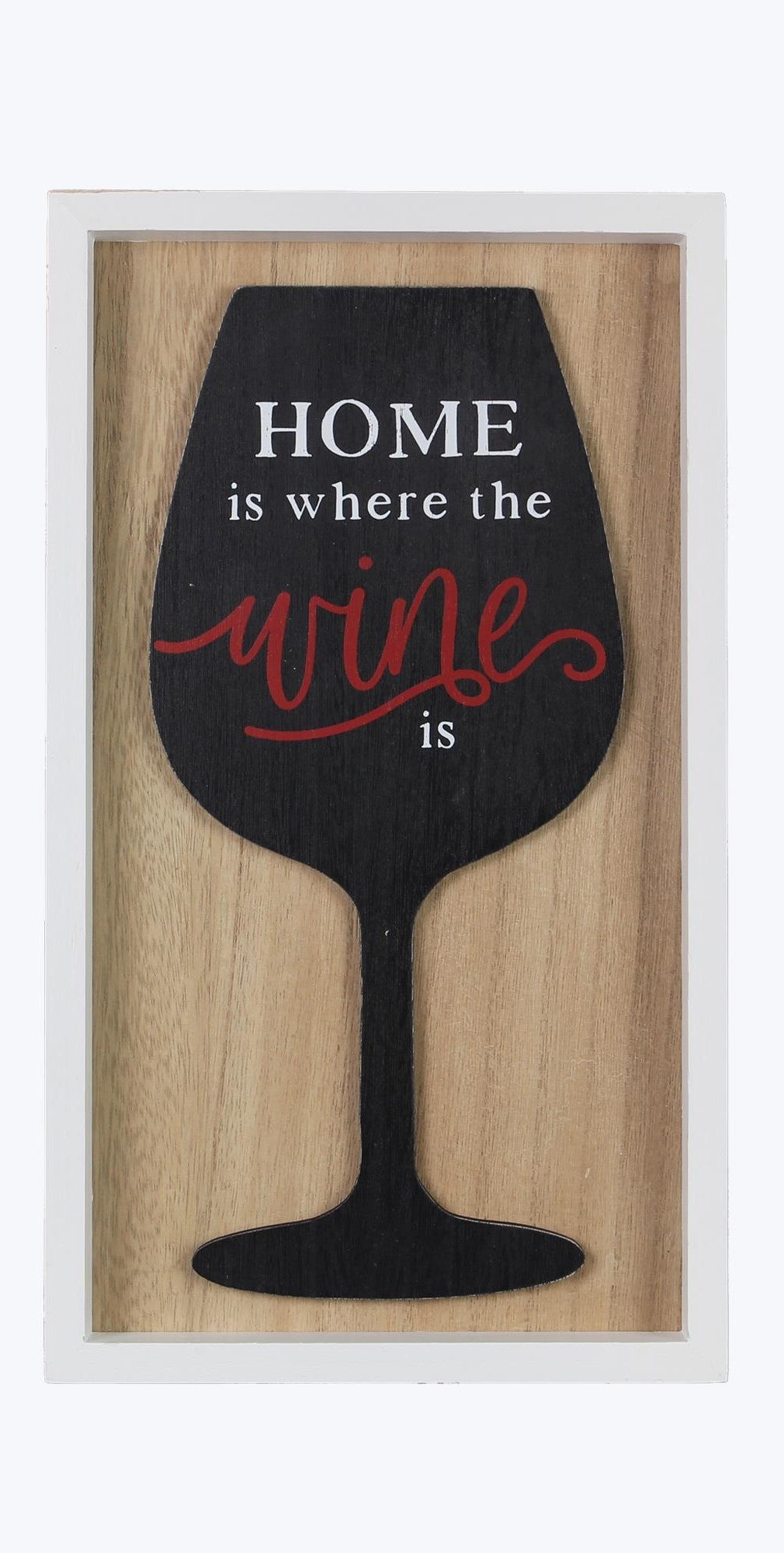 Wood Framed Wall Sign with Wine Glass 3D Lift