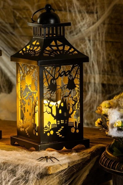 Metal Halloween Lantern with LED Candle