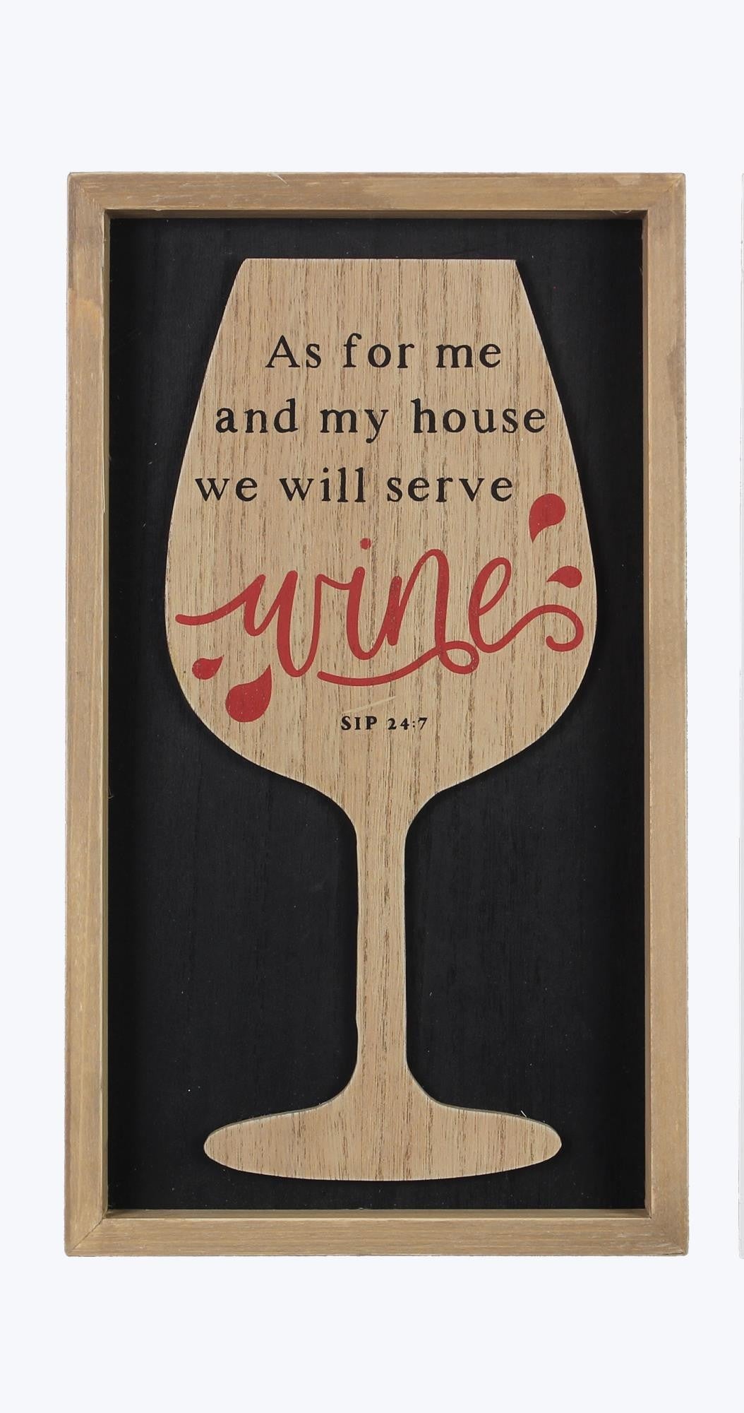 Wood Framed Wall Sign with Wine Glass 3D Lift