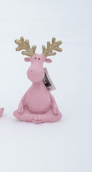 Pink Resin Yoga Deer Tabletop decor