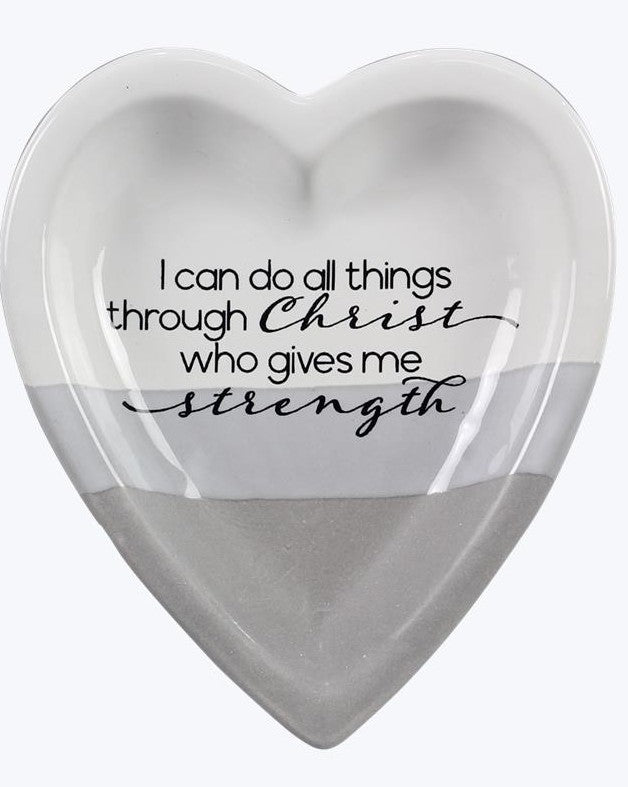 Ceramic Heart trinket dish with inspirational quote