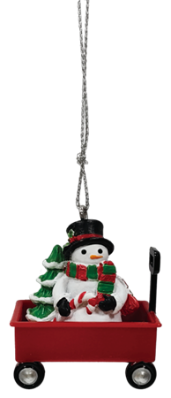 Snowman in wagon ornament