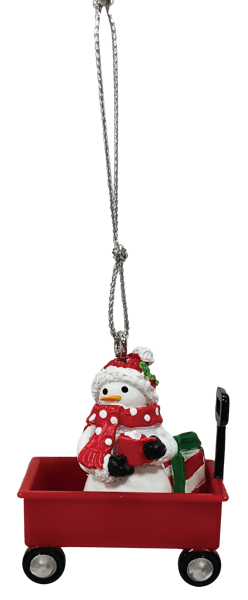 Snowman in wagon ornament