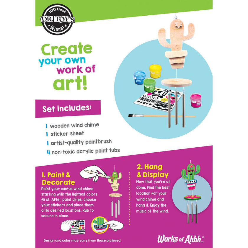 Cactus Wind Chime Wood Paint Set-3y+