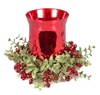 Large Mistletoe Glass/Floral Tea Light Set