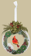 Mistletoe Cardinal Glass Ornament