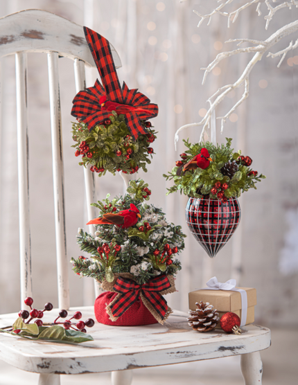 Mini Cardinal Evergreen Trees