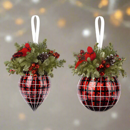 Mistletoe Plaid Glass Ornaments
