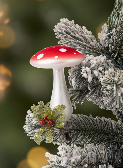Mistletoe Glass Mushroom Branch Clip