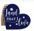 Wooden 4th of July Heart Tabletop sign