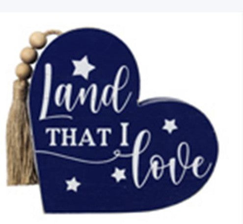 Wooden 4th of July Heart Tabletop sign