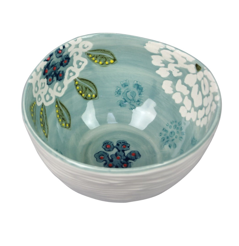 Stoneware Bowls 8oz with Wax Resist floral design