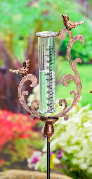 Bronze Pollinator Rain Gauge Garden Stake