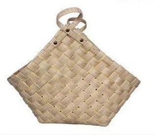 Wooden weaved handle basket