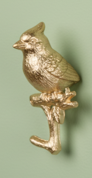 Metallic Cardinal on Branch Wall Hook