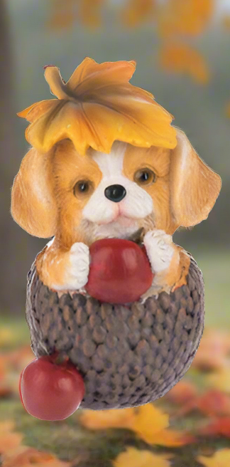Autumn Harvest Puppy Figurines
