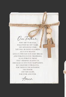 Prayer Message Block with Beaded Cross