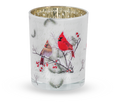Holiday Cardinal Glass Tealight Holder