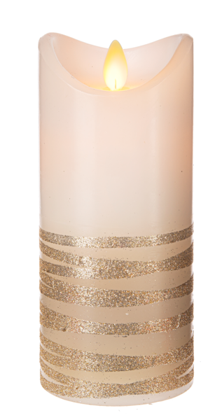LED Champagne Ribbon Wax Pillar