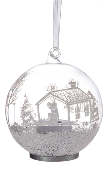 Glass Ball LED Reindeer or Cabin Ornament