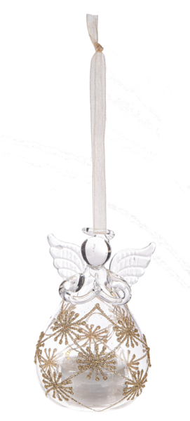 Gold Leaf LED Glass Angel Ornament