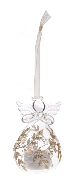 Gold Leaf LED Glass Angel Ornament