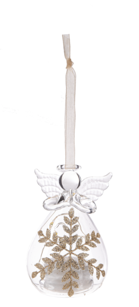 Gold Leaf LED Glass Angel Ornament