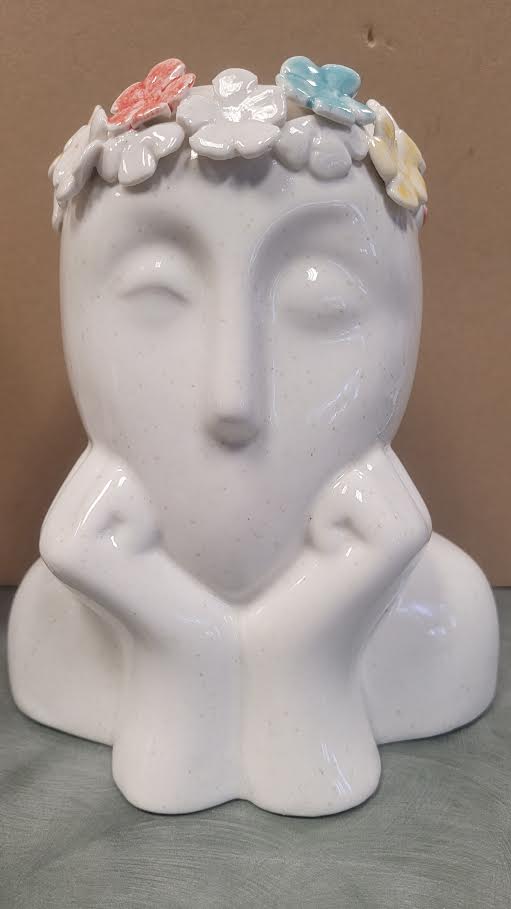 Head w/ Flowers Vases, Set of 2