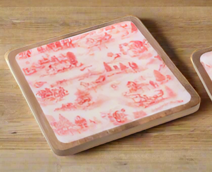 Square Christmas Toile Serving Trays