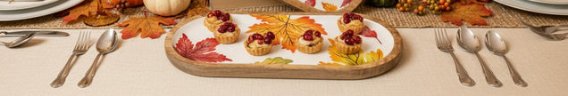 Oval Mangowood Fall Leaves Serving Tray
