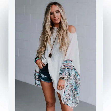 Embroidered Sleeve Poncho