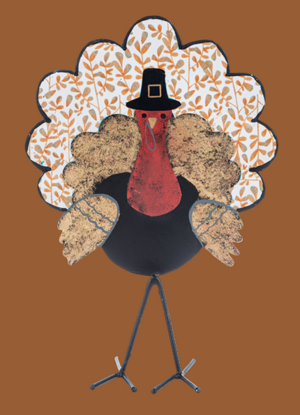 Pillowed Metal Botanical Turkey Figurine