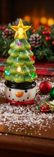 LED Ceramic Christmas Tree with holiday character base