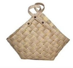 Wooden weaved handle basket