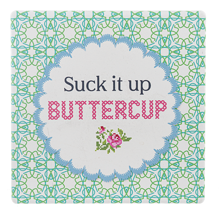 Comical ceramic set of four coasters